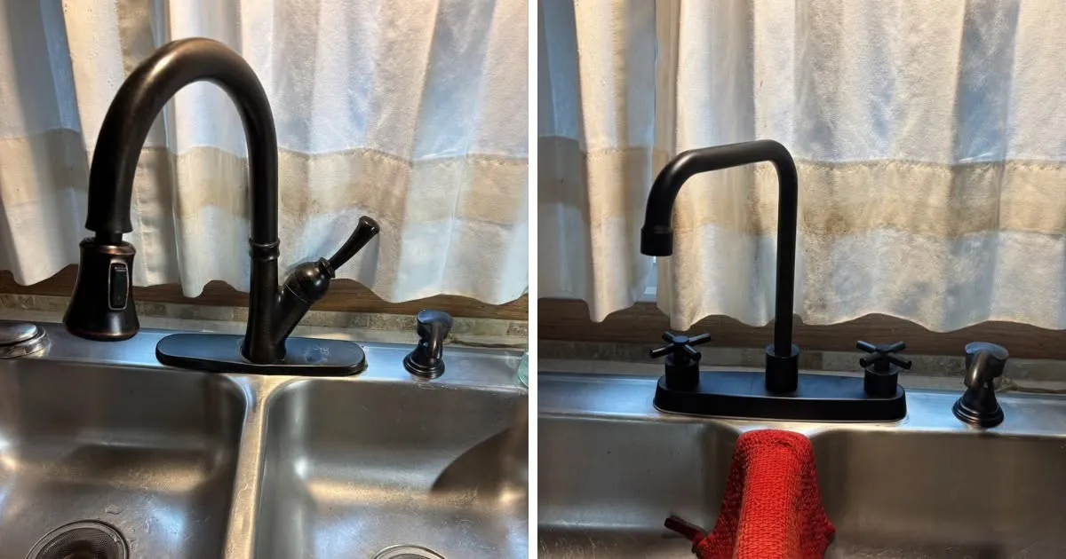 Before and after kitchen faucet replacement