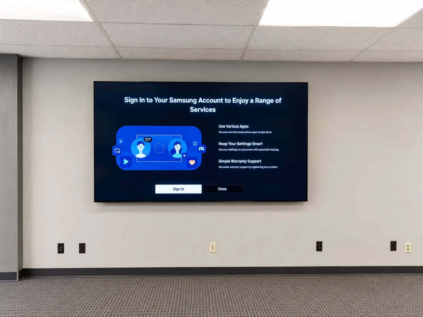 Finished wall-mounted television installation